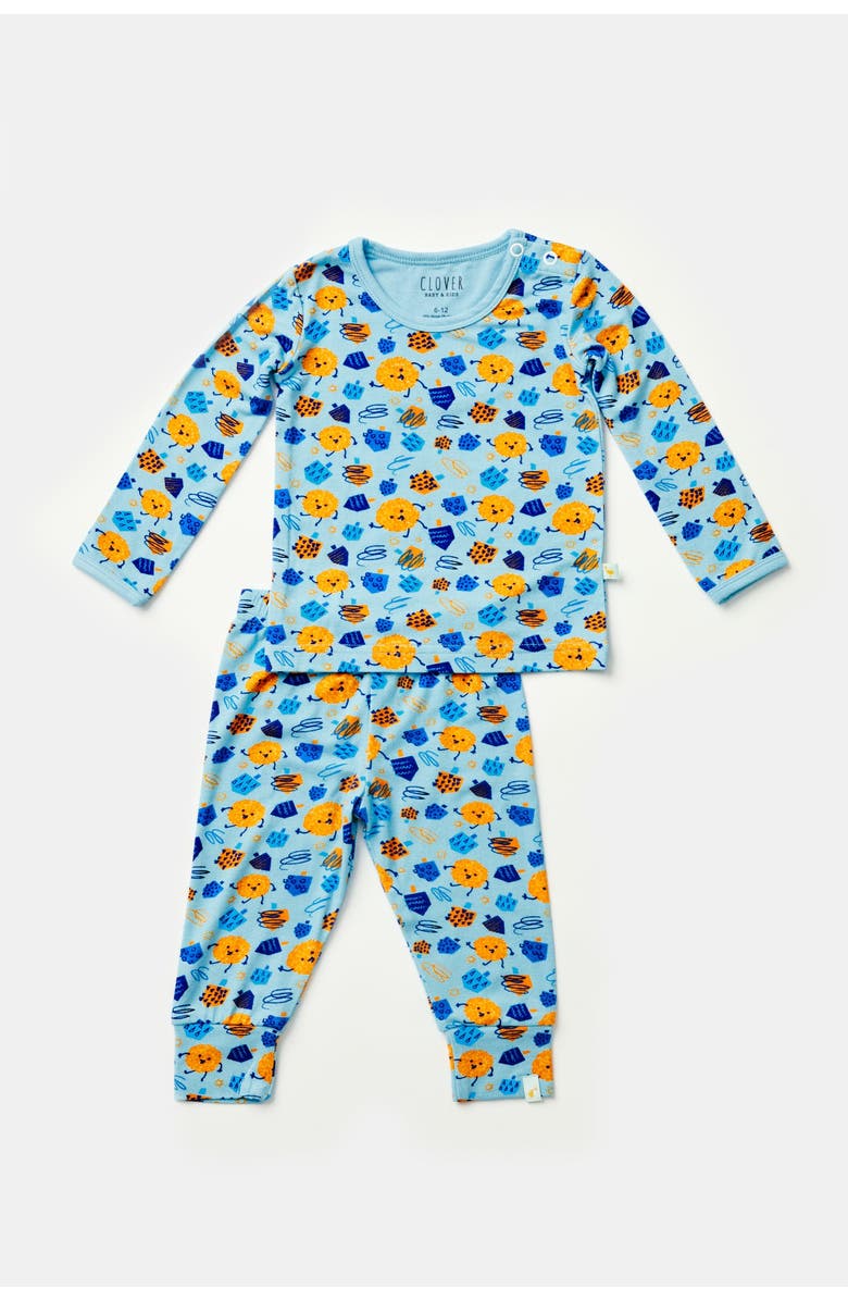 Clover Baby & Kids Long Sleeve Pajama Set - Hanukkah Dreidels, Main, color, Dreidel, Dreidel, Dreidel