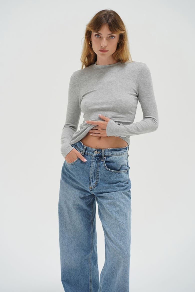 Dalston Ribbed Long Sleeve, Alternate, color, Heather Grey