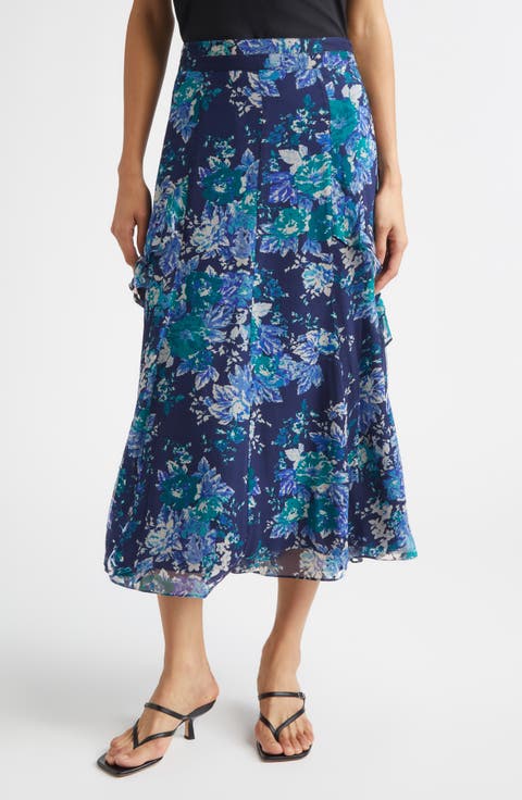 Orla Floral Print Chiffon Maxi Skirt