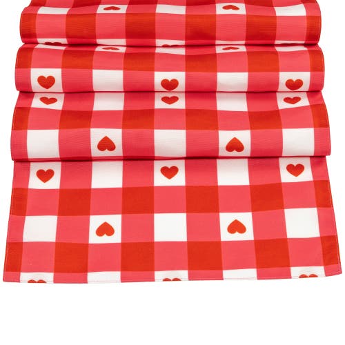 Northlight 72" Checkered Heart Valentine's Day Table Runner In Red