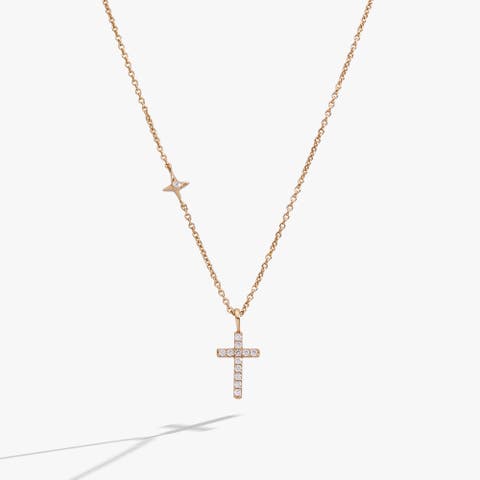 Delicate Pave Cross Pendant Necklace