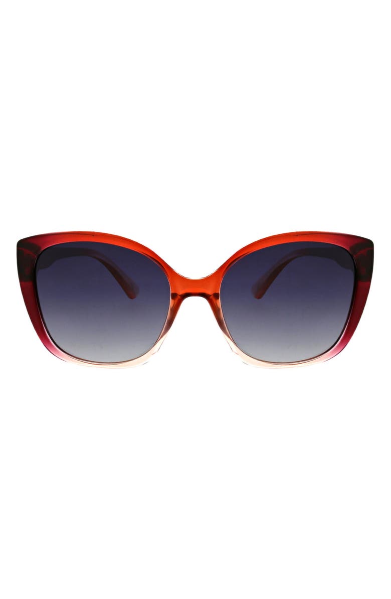 Oscar de la Renta Rounded Modern 54mm Cat Eye Polarized Sunglasses, Main, color, Burgundy Gradient