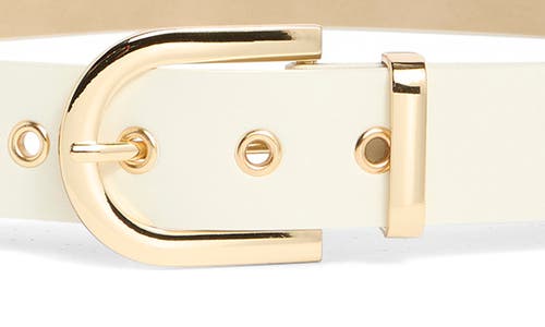 Steve Madden Smooth Faux Leather Belt In Cream