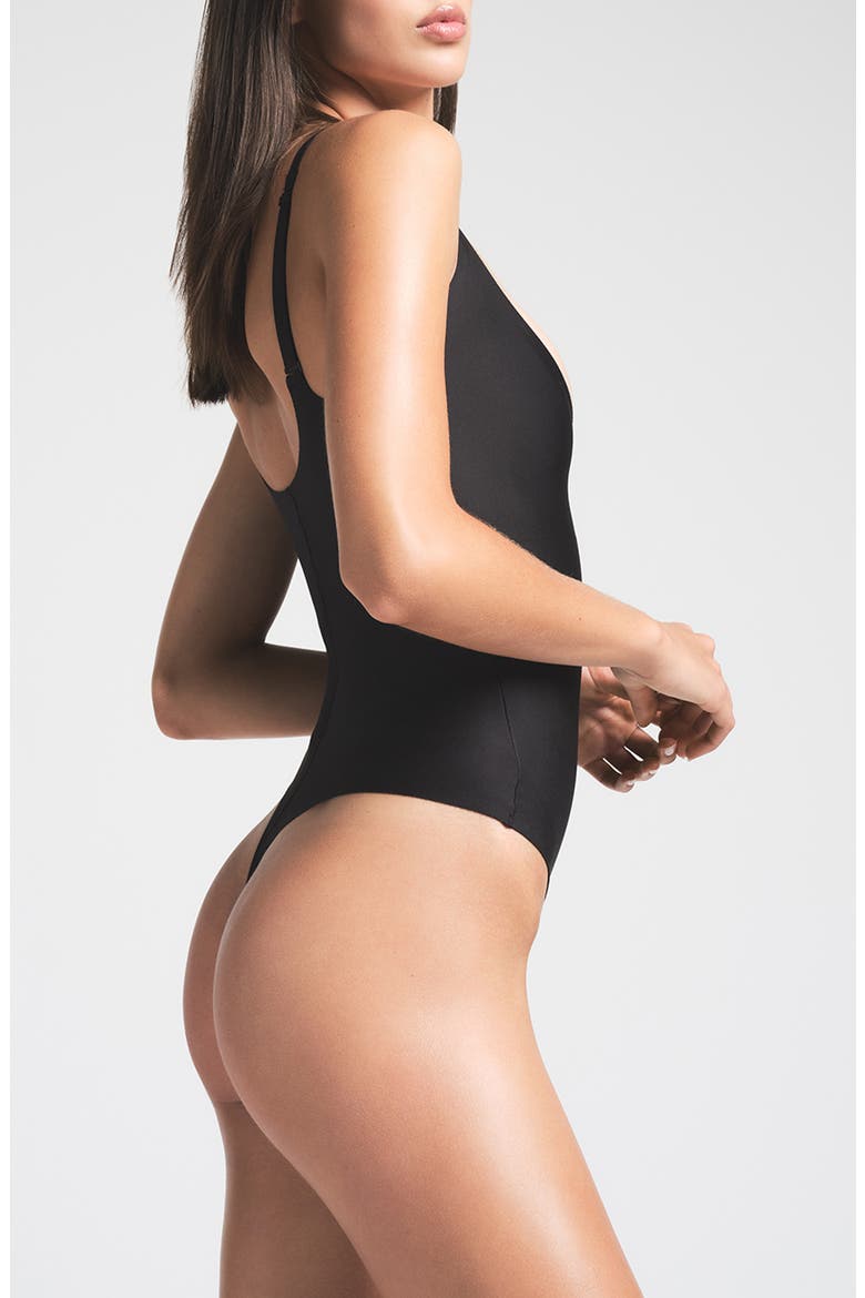 Body Core Sculpt Plunge Bodysuit, Alternate, color, ONYX
