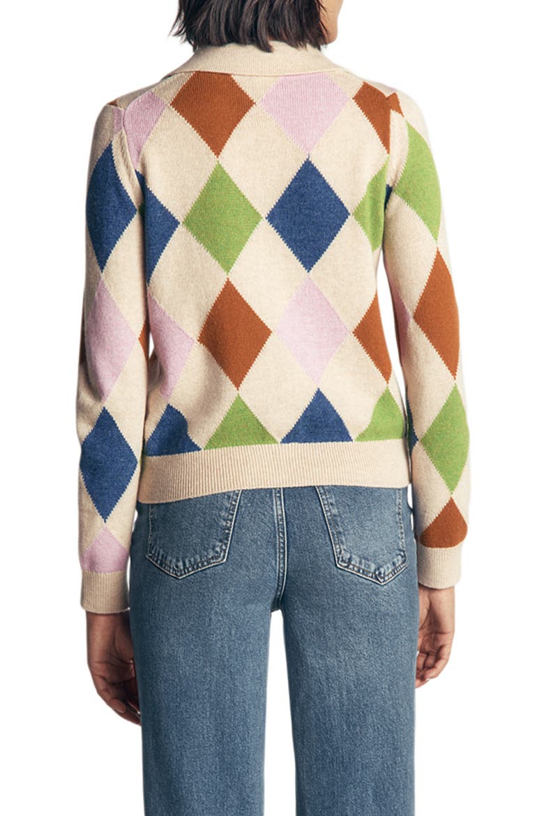Ariadne Cardigan, Alternate, color, OATMEAL MELANGE, MULTI ARGYLE