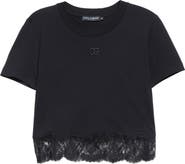 Dolce&Gabbana Logo Embroidered Lace Trim T-Shirt
