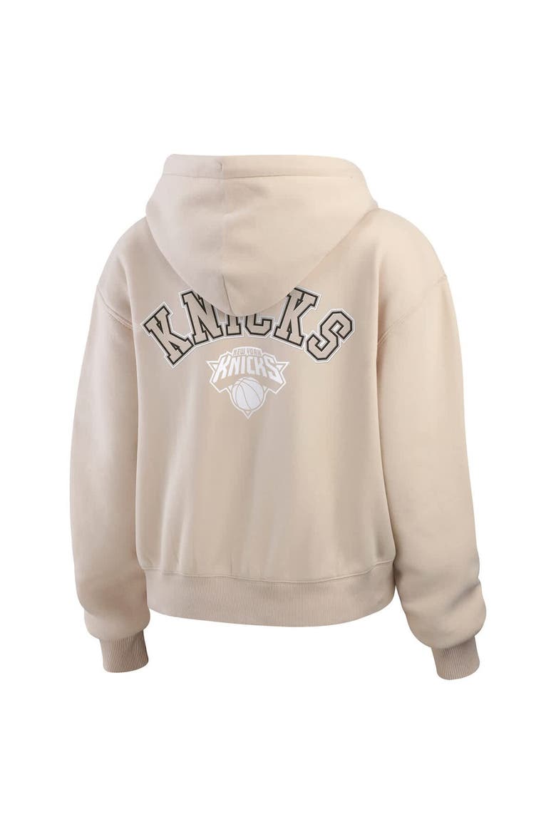 Women's WEAR by Erin Andrews Cream New York Knicks Plus Size Tonal Felt Patch Full-Zip Hoodie, Alternate, color, Cream