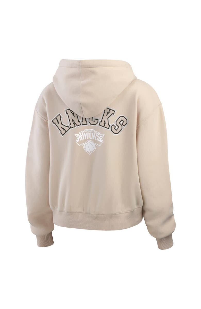 WEAR by Erin Andrews Women's WEAR by Erin Andrews Cream New York Knicks Plus Size Tonal Felt Patch Full-Zip Hoodie, Alternate, color, Cream