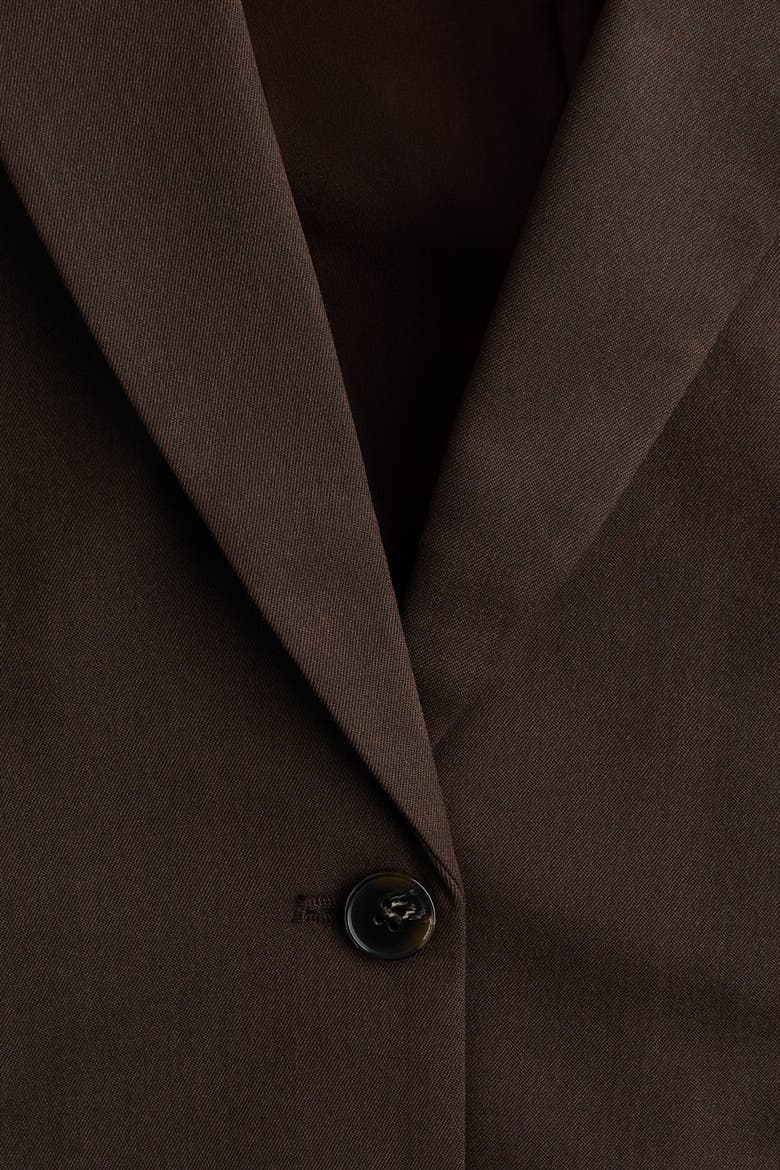 Single-breasted Twill Blazer, Alternate, color, Dark brown