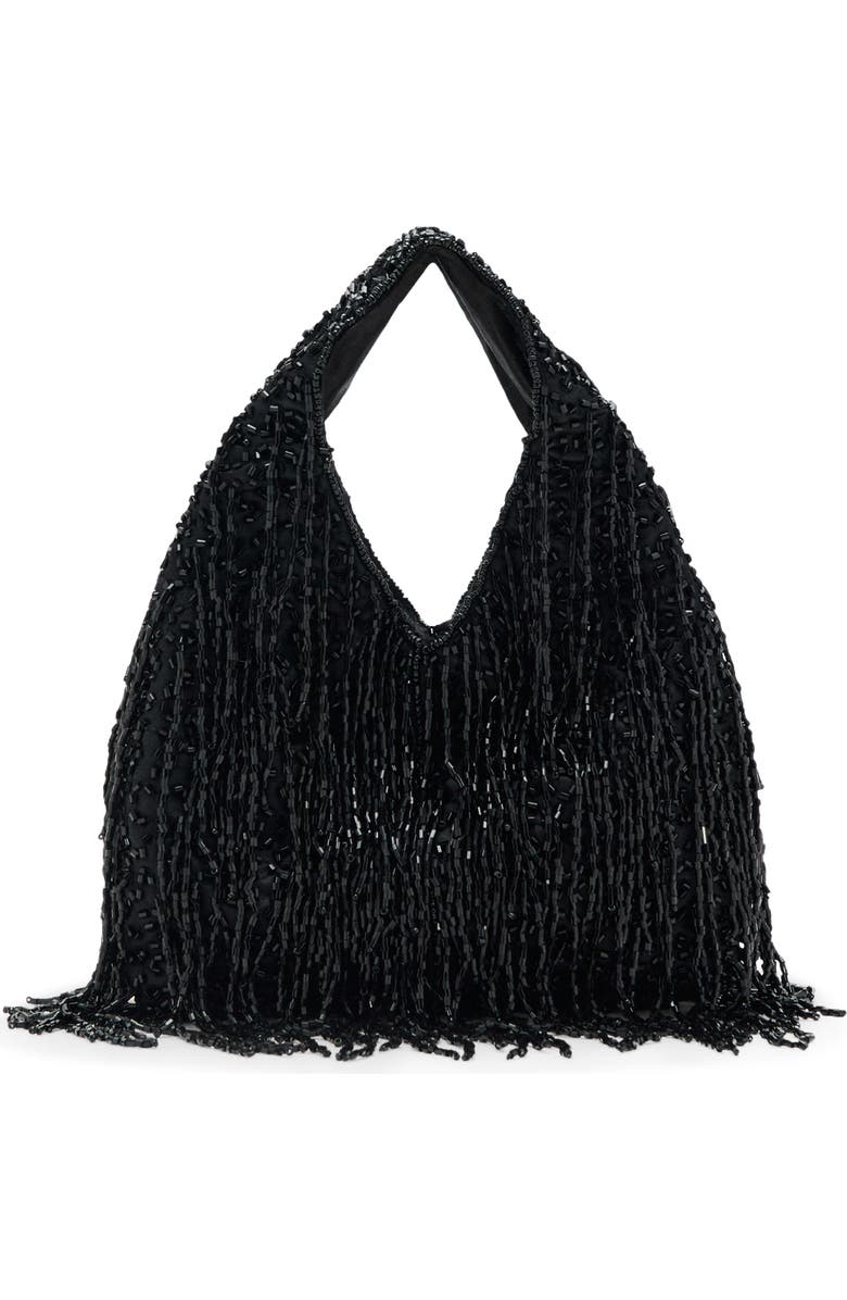 MANGO Fringed Handbag, Main, color, Black