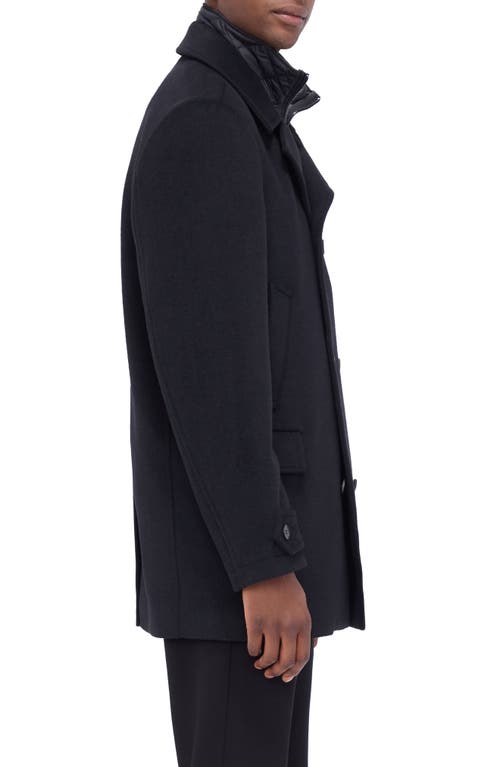 Bugatchi Wool Blend Peacoat With Removable Bib In Black