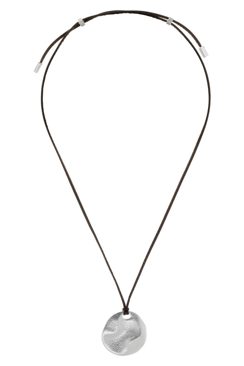 Orla Leather Cord Pendant Necklace, Main, color, SILVER TONE / BROWN