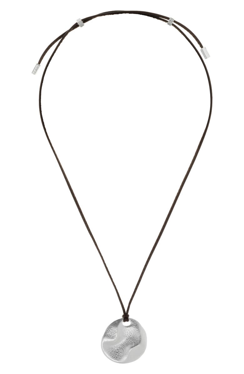 Reiss Orla Leather Cord Pendant Necklace, Main, color, Silver Tone / Brown