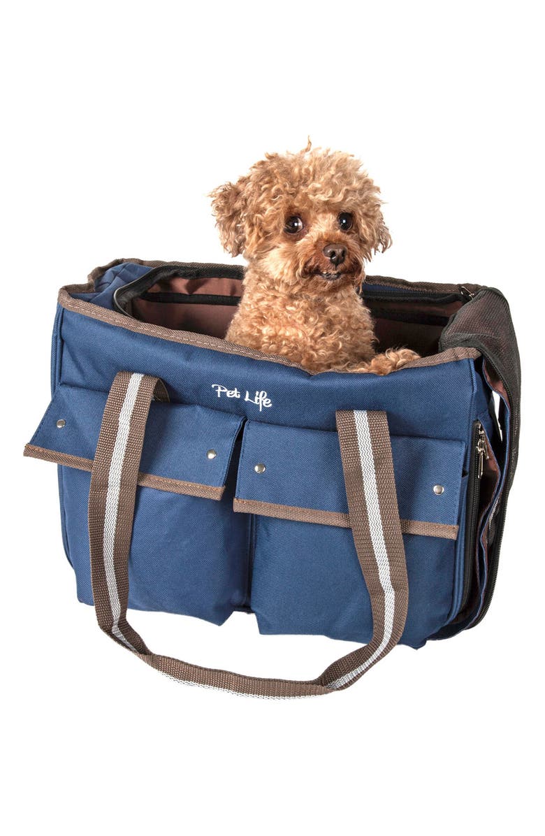 PET LIFE Blue Fashion Canvas Pet Carrier - Medium, Alternate, color, NO COLOR