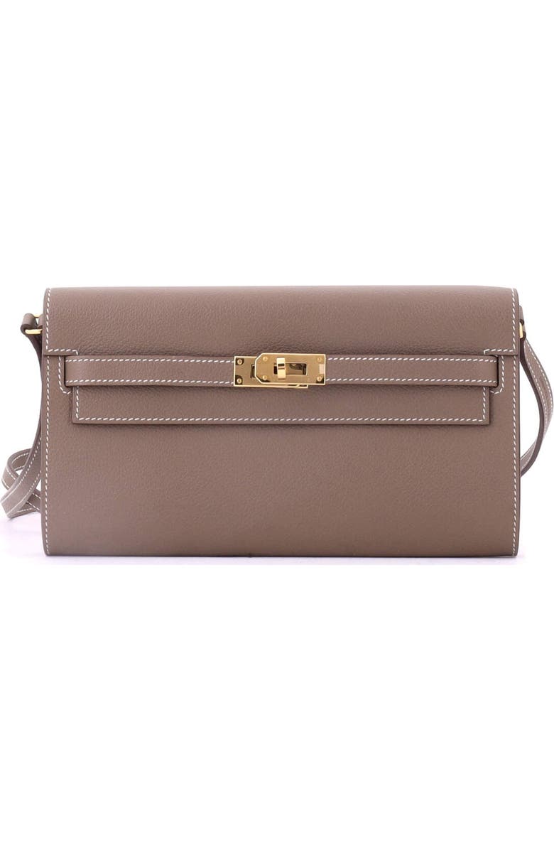 Pre-Owned Hermes Kelly To Go Wallet Evercolor, Main, color, Etoupe