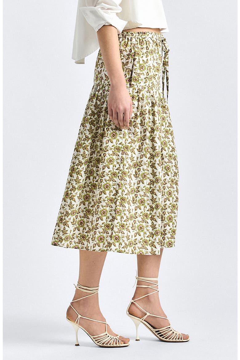 Beau Floral Midi Skirt, Alternate, color, GREEN/ PINK FLORAL
