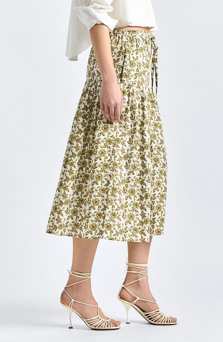 Derek Lam 10 Crosby Beau Floral Midi Skirt, Alternate, color, Green/ Pink Floral