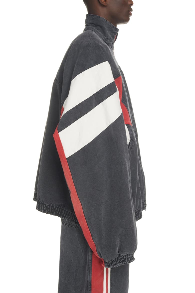 Denim Track Jacket, Alternate, color, WASHED BLACK