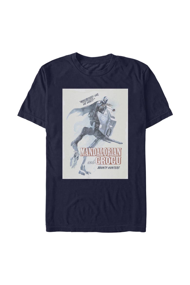 Men's Wherever I Go He Goes Bounty Hunters Short Sleeve Graphic T-Shirt, Main, color, Navy Blue