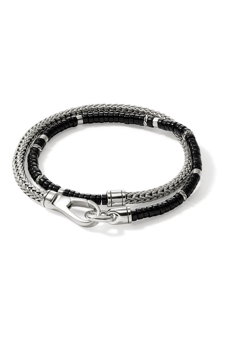 Heishi Chain Wrap Bracelet, Sterling silver, Gemstones, 4.5mm, Alternate, color, SILVER