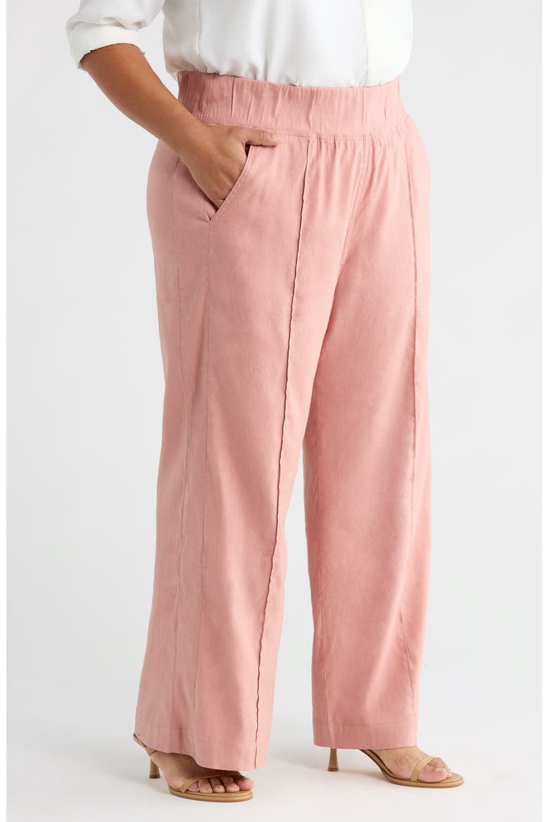 Multitasker Linen Blend Wide Leg Plus Size Pant, Alternate, color, Dusty Rose