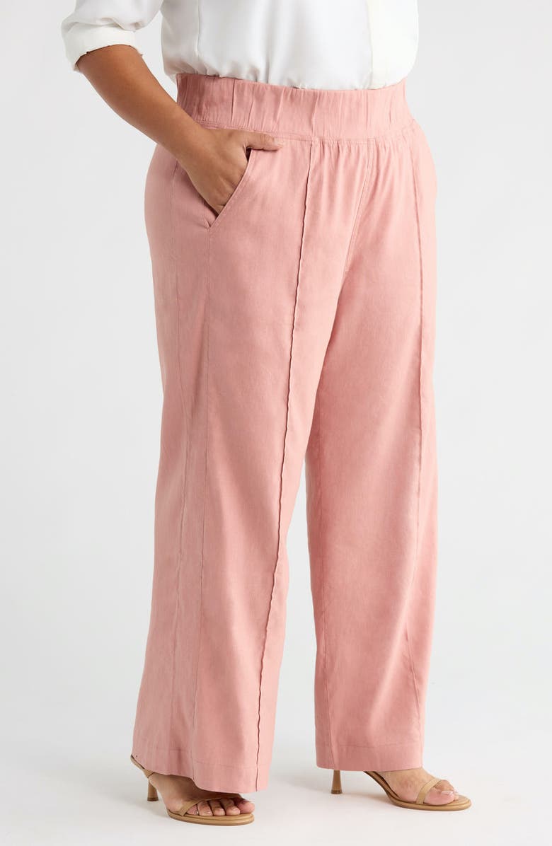 SEE ROSE GO Multitasker Linen Blend Wide Leg Plus Size Pant, Alternate, color, Dusty Rose