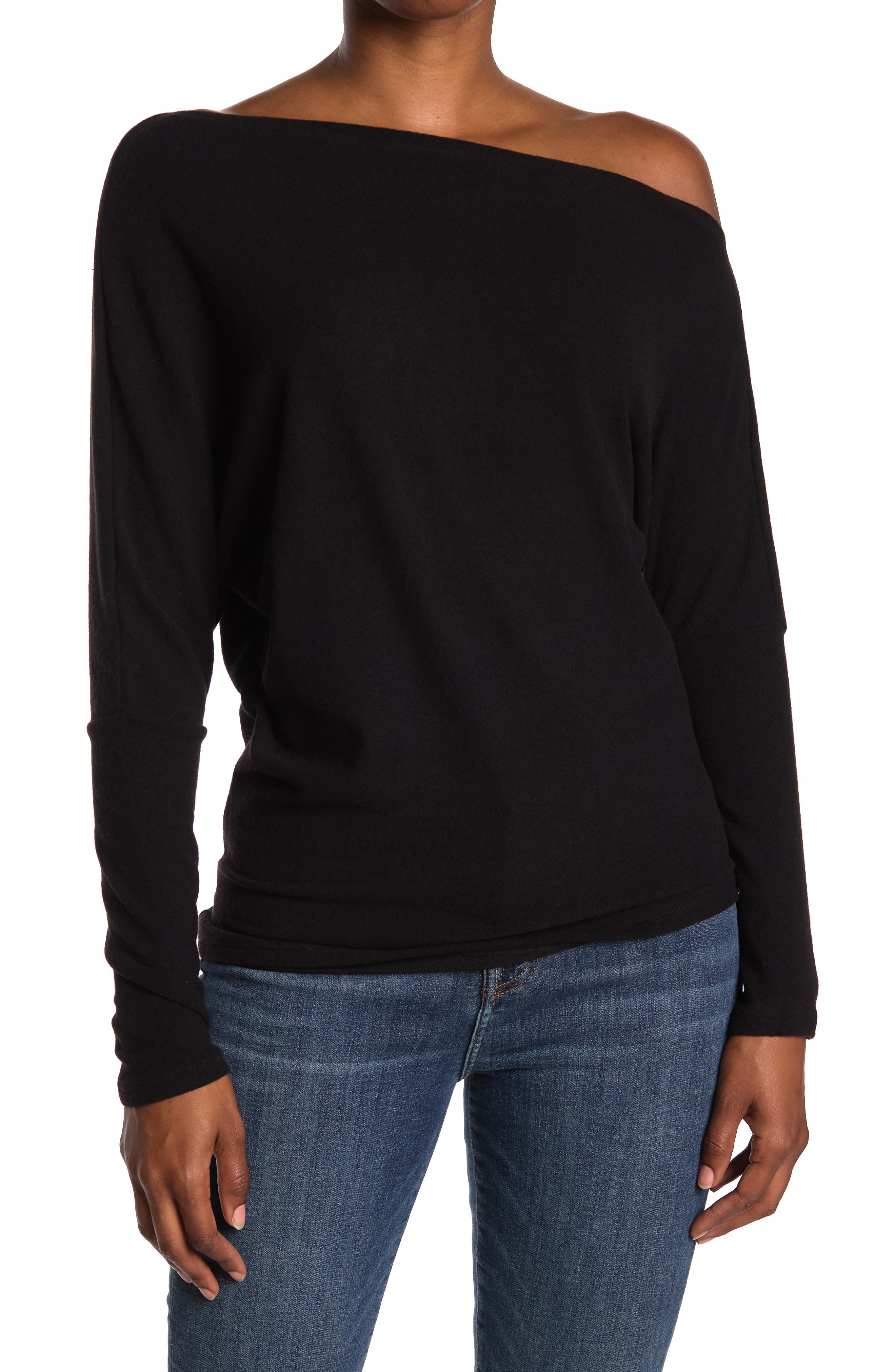 ASTR the Label Off the Shoulder Long Sleeve Sweater