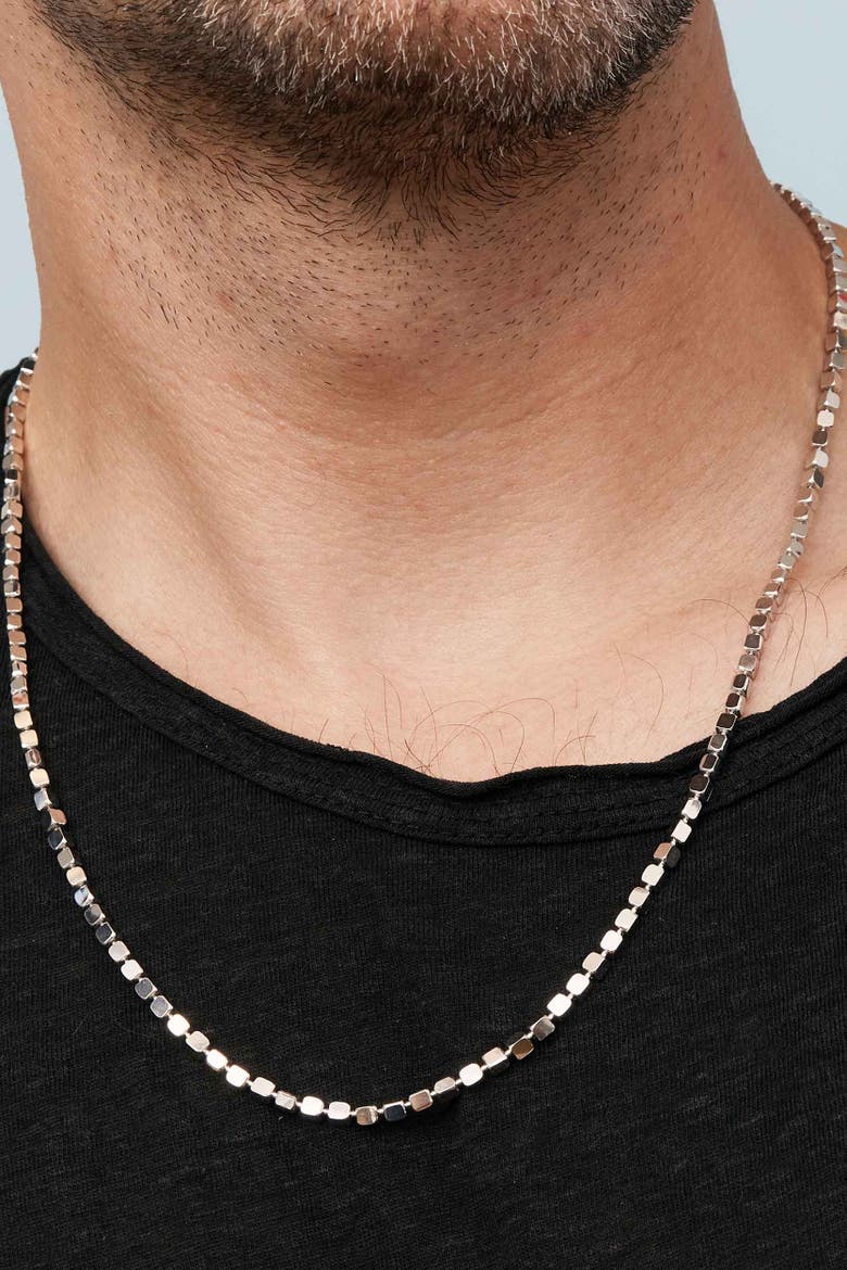 Sterling Silver Modern Cube Link Necklace, Alternate, color, Sterling Silver