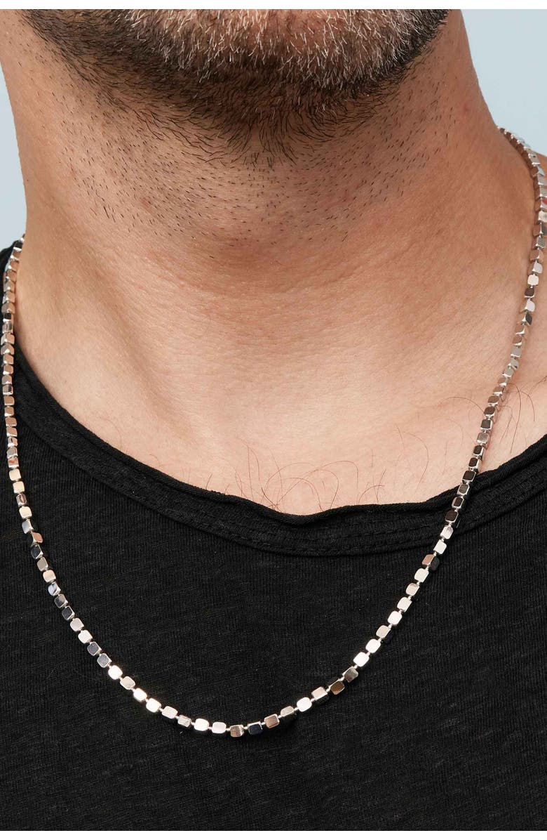 Oradina Sterling Silver Modern Cube Link Necklace, Alternate, color, Sterling Silver