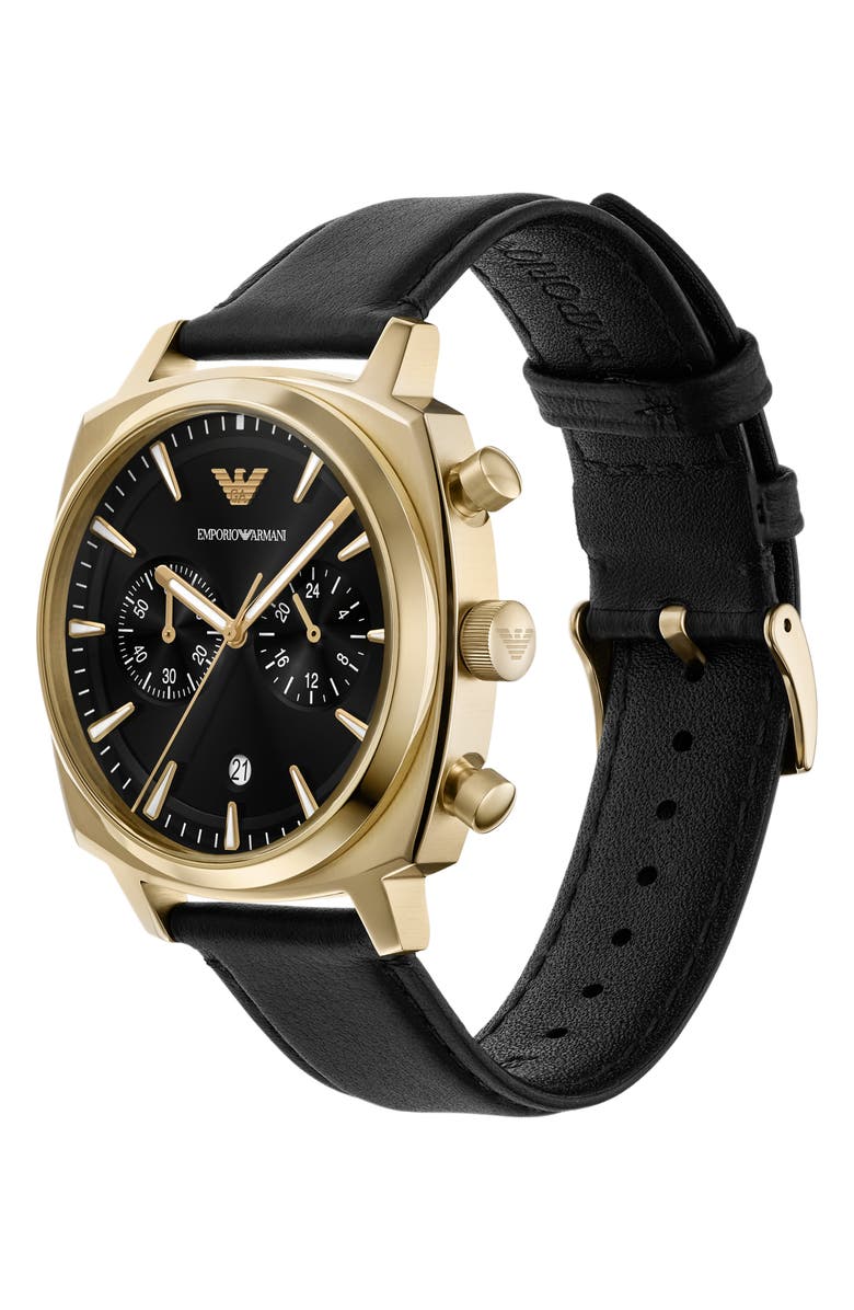 Emporio Armani Chronograph Leather Strap Watch, 40mm, Alternate, color, 