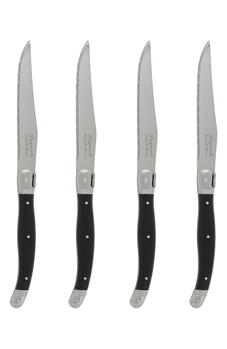 FRENCH HOME Laguiole Black Steak Knives - Set of 4, Main, color, 
