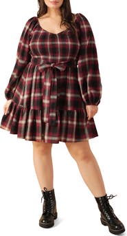 FLYING TOMATO Smocked Plaid Minidress