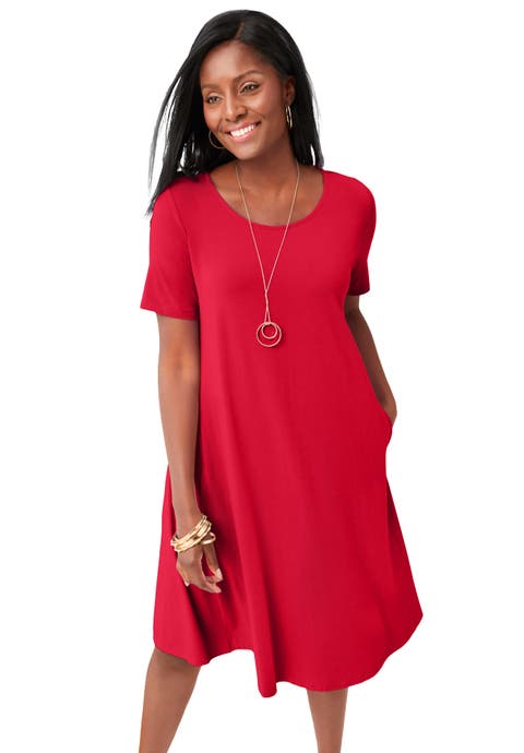 Stretch Knit A-Line Dress (Plus)