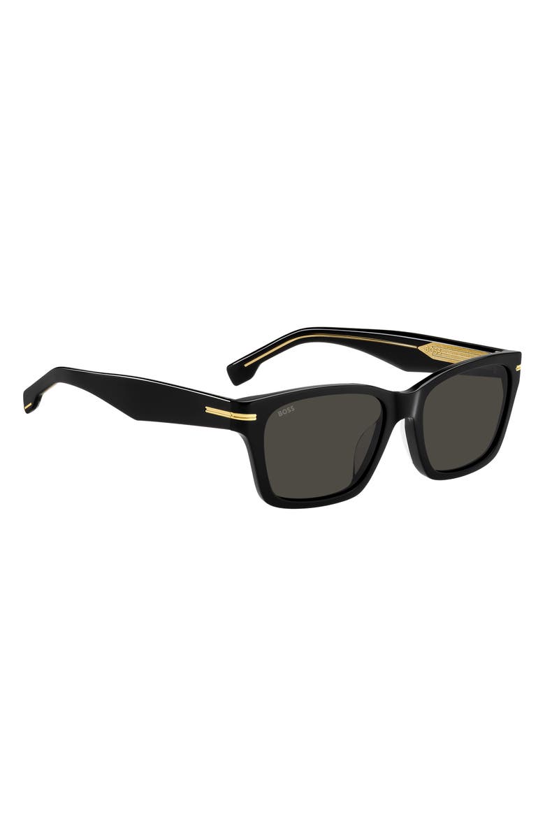 BOSS 56mm Rectangular Sunglasses, Alternate, color, Black/ Grey