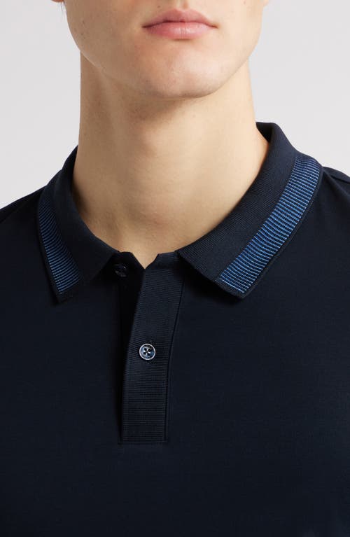 Hugo Boss Polo Sweater In Virgin Wool With Embroidered Logo In Dark Blue