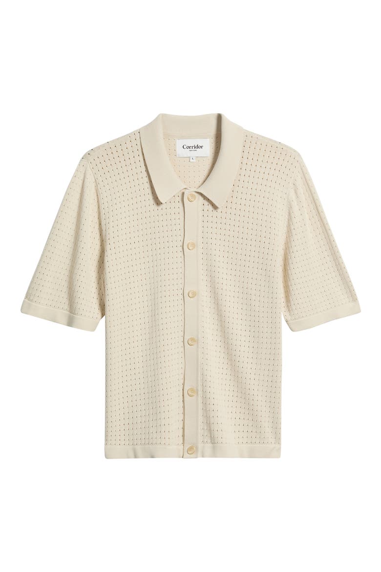 Pointelle Short Sleeve Organic Cotton Sweater, Alternate, color, NATURAL
