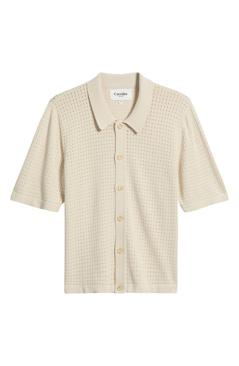 Corridor Pointelle Short Sleeve Organic Cotton Sweater, Main, color, Natural