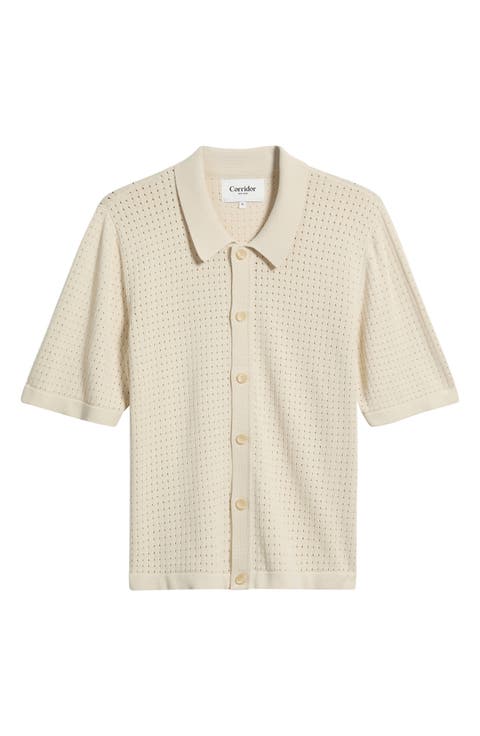 Pointelle Short Sleeve Organic Cotton Sweater