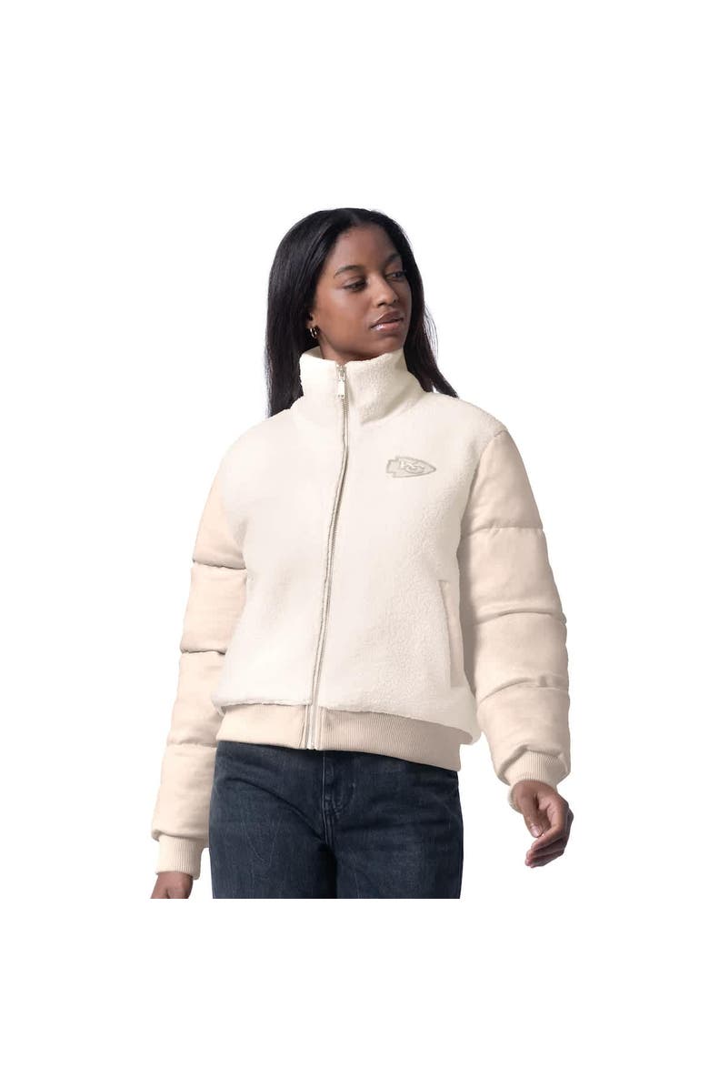 G-III 4HER BY CARL BANKS Women's G-III 4Her by Carl Banks  Cream Kansas City Chiefs Cheerleader Sherpa Full-Zip Jacket, Main, color, Cream