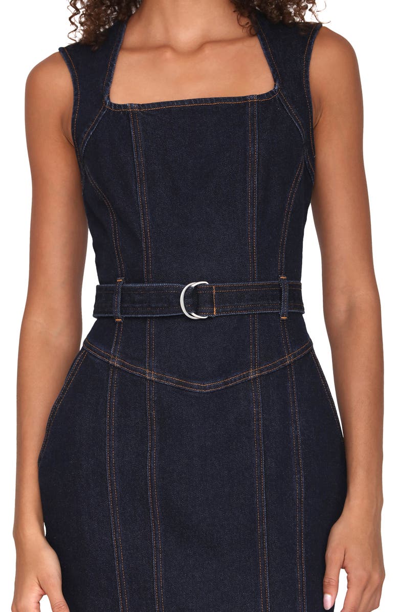 Avec Les Filles Corset Bodycon Midi Dress, Alternate, color, Dark Rinse Wash