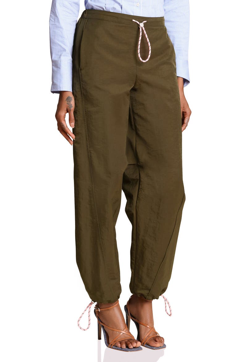 Drawcord Barrel Leg Pants, Alternate, color, MOSS