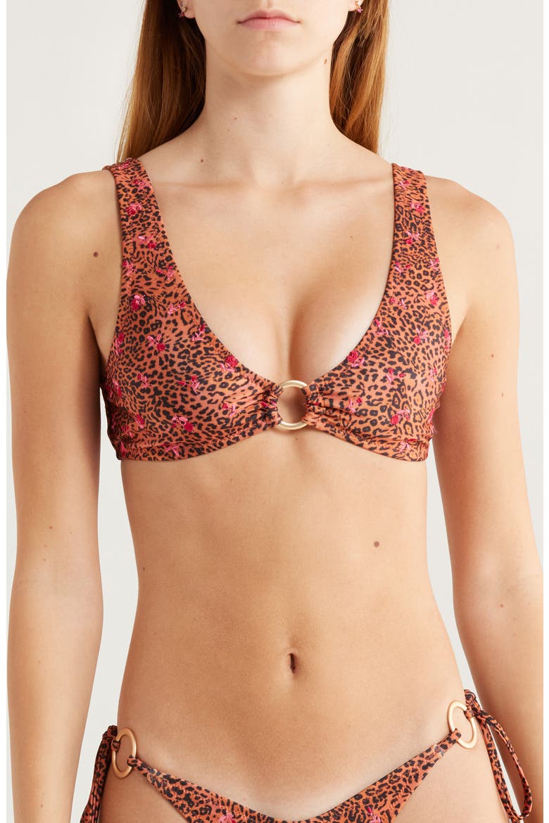 Ring Contour Crop Bikini Top, Main, color, WILD ROSE