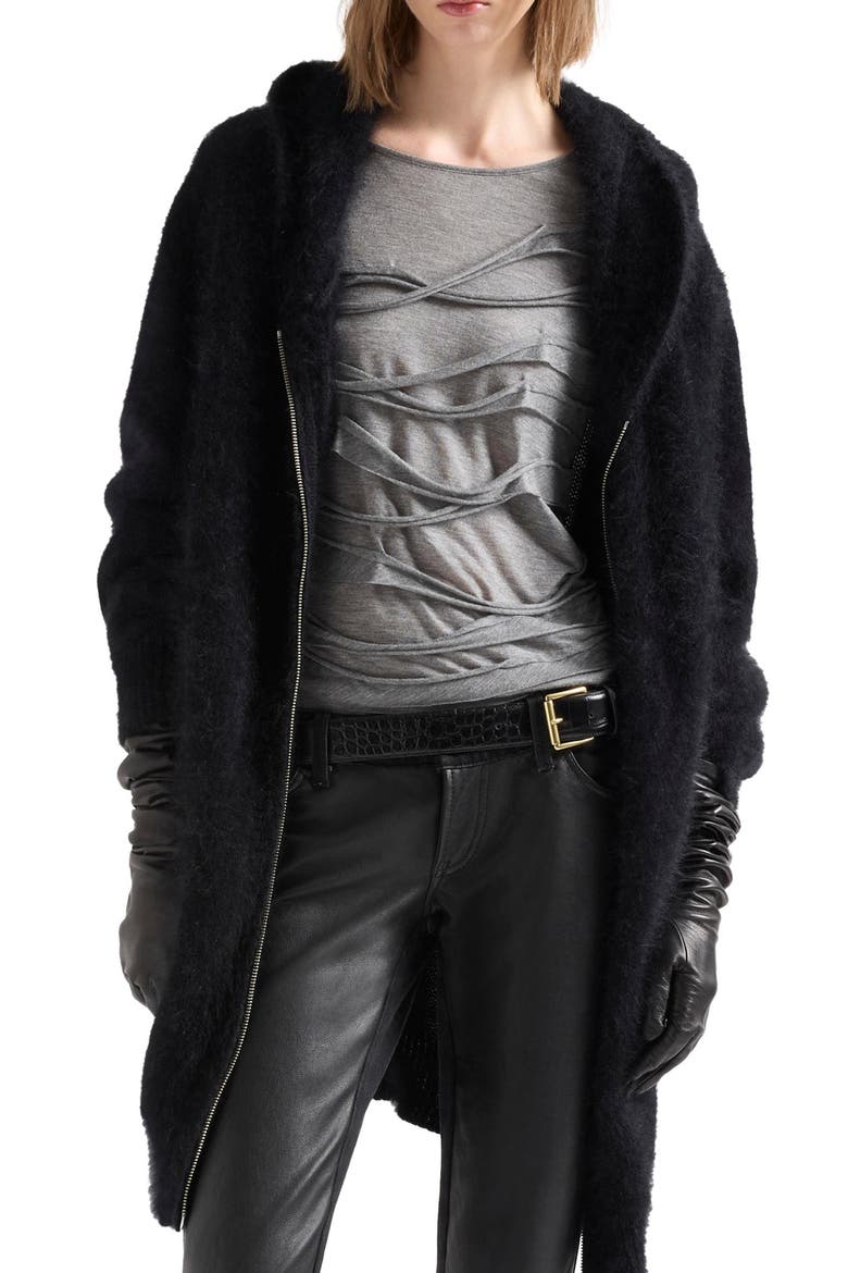 Fuzzy Zip Hoodie, Main, color, ANGORA SABLE