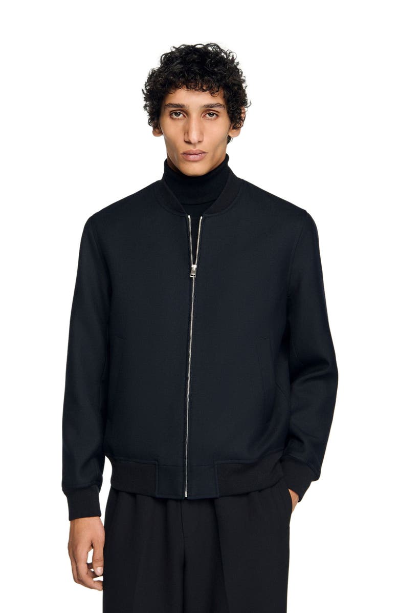 SANDRO Zip-up jacket, Main, color, Navy Blue