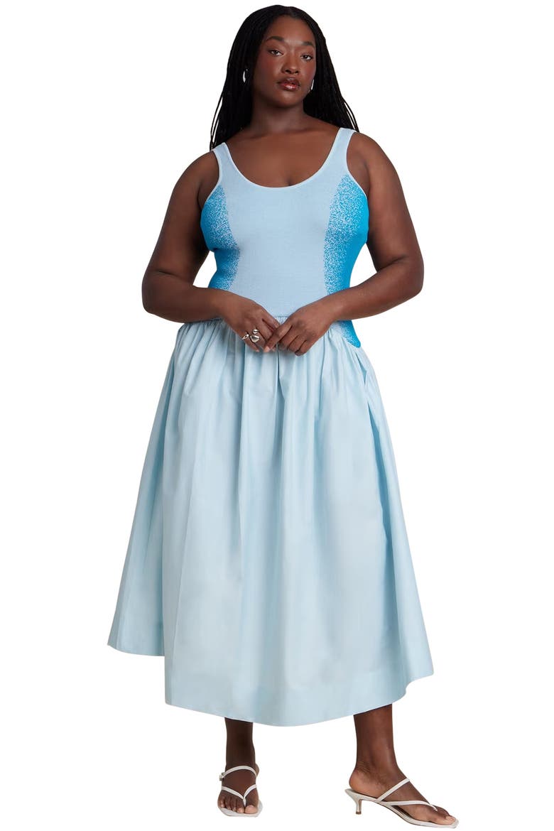 Flare Skirt Tank Dress, Main, color, OMBRE CURVE BLUE