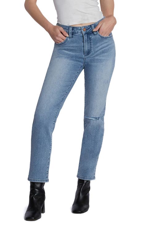 Serene Mid Rise Crop Straight Leg Jeans