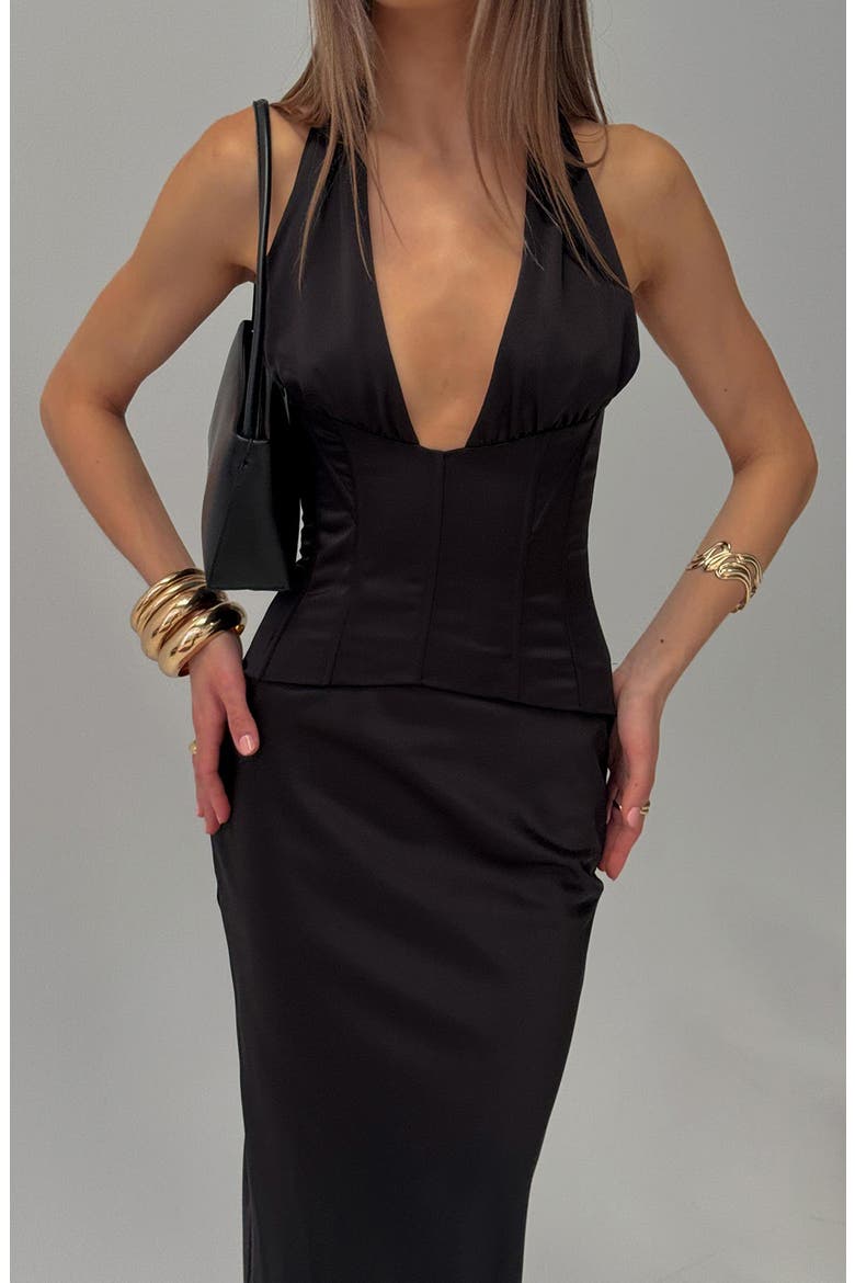 In a Trance Corset Halter Gown, Alternate, color, BLACK