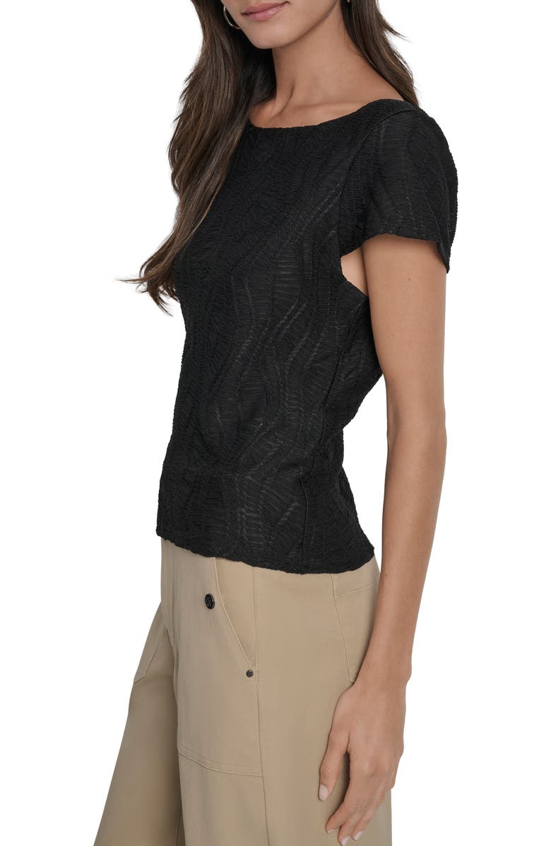 DKNY Texture Knit Top, Alternate, color, Black