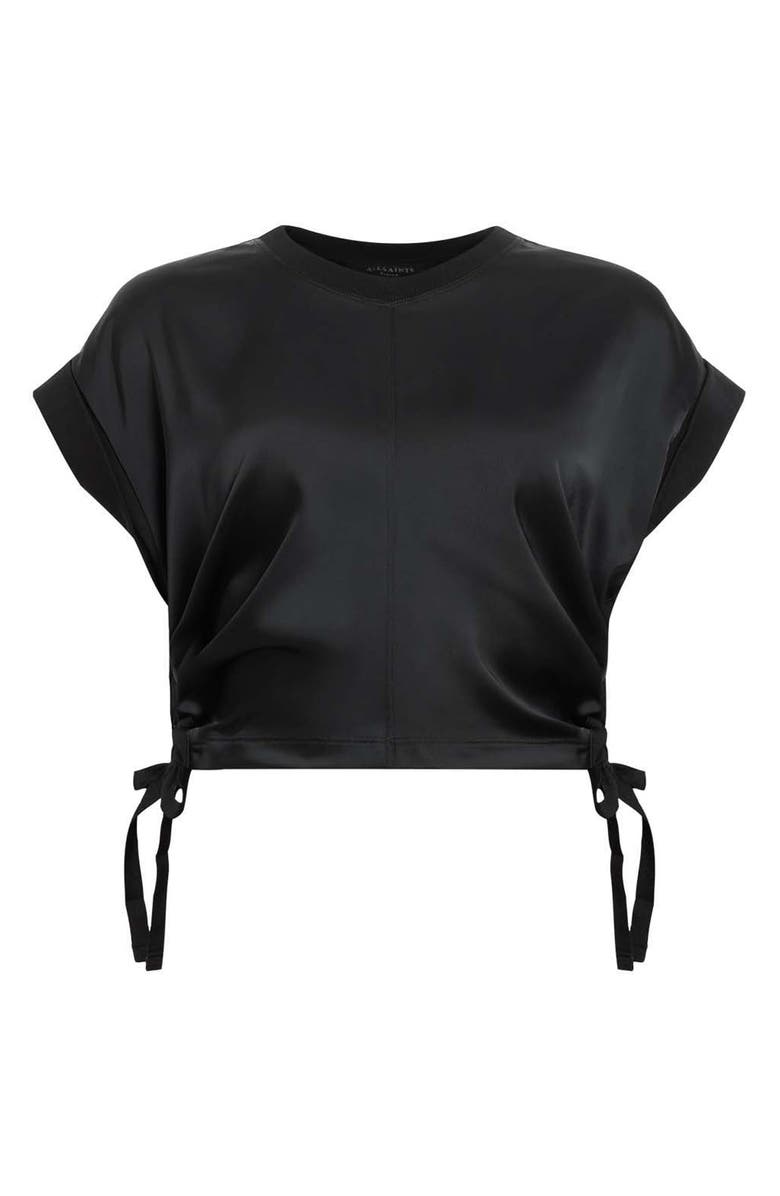 AllSaints Mira Cinched Side Satin T-Shirt, Alternate, color,