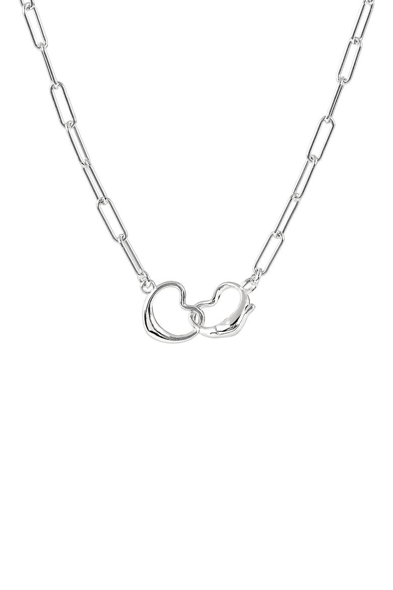 Linked Heart Pendant Necklace, Main, color, SILVER